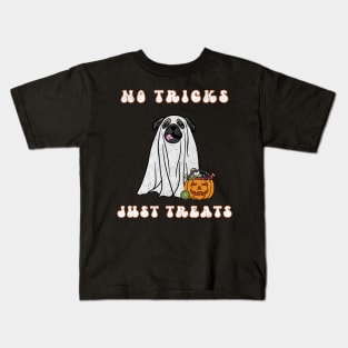 Halloween Pug Cute Trick or Treat Ghost Dog Ghost Pug Distressed Design Pug Lover for Fall Kids T-Shirt